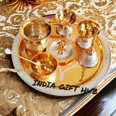 Gold Plated Pooja Thali, Diwali Gift, Party Favours, Wedding Gift, Return Gift, Home Decor, Diwali Pooja Accessories